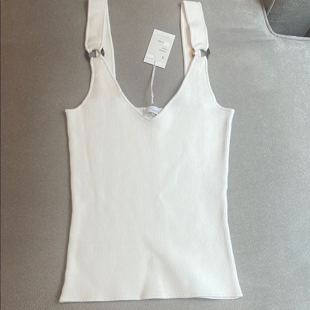 Nwt ecru White Ribbed Women's Top - Picture 1 of 2